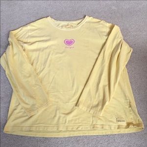 Life is Good Heart Long Sleeve Yellow Shirt -XL